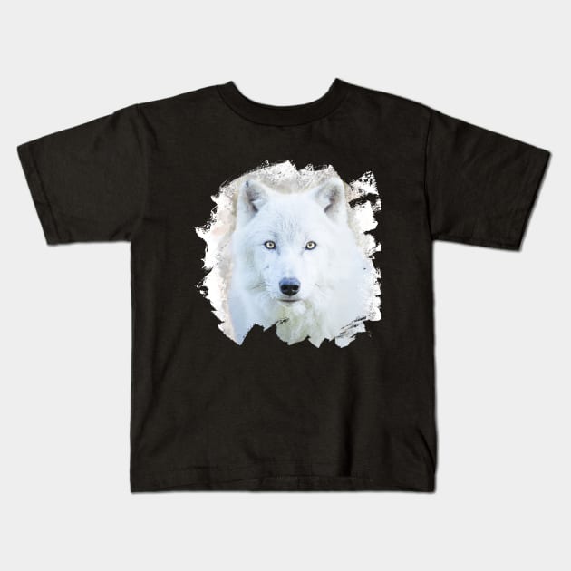 White Wolf Animal Wildlife Jungle Nature Forest Watercolor Kids T-Shirt by Cubebox